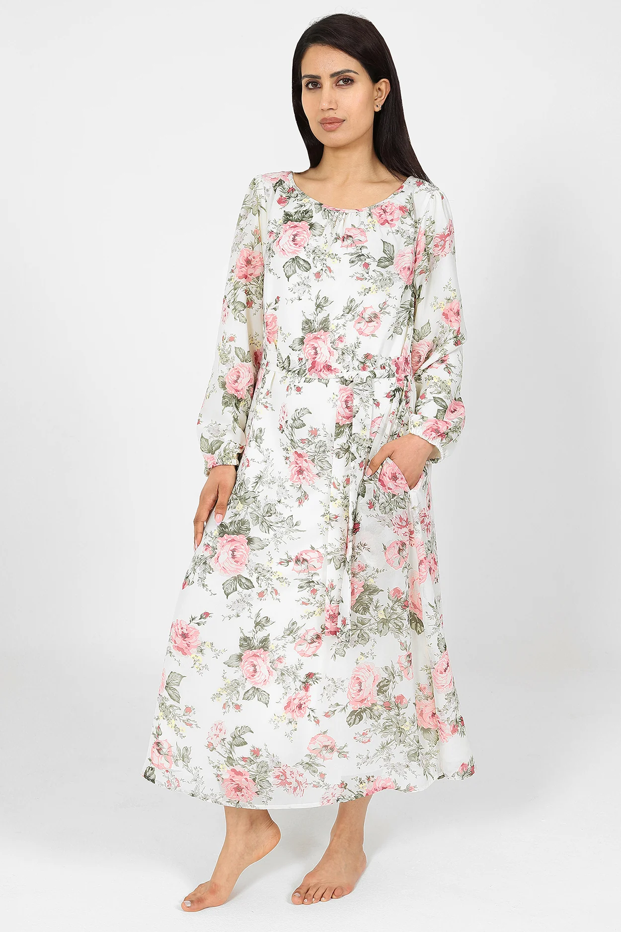 Humayra Cream Floral Dress - Image 2