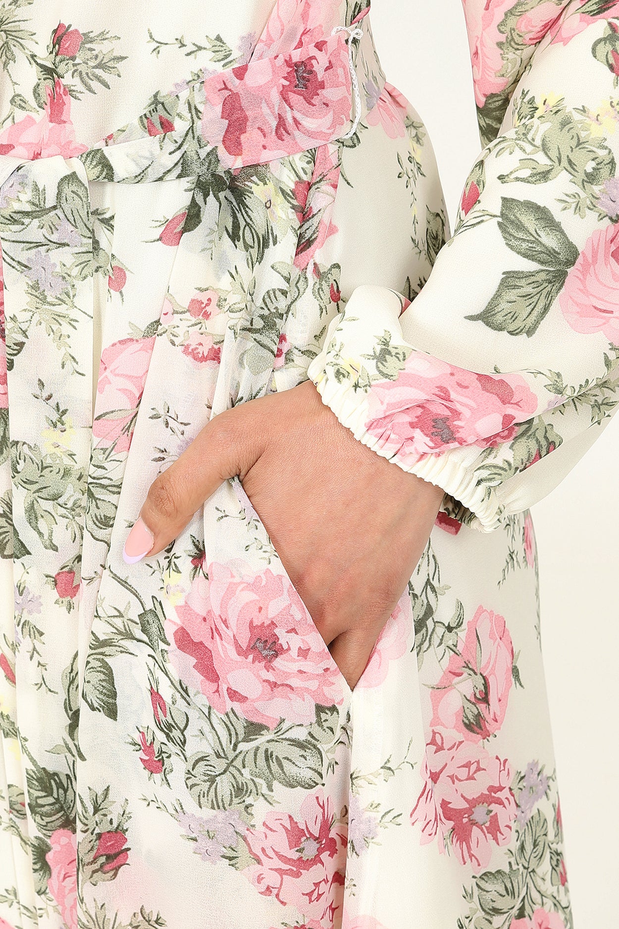 Humayra Cream Floral Dress - Image 4