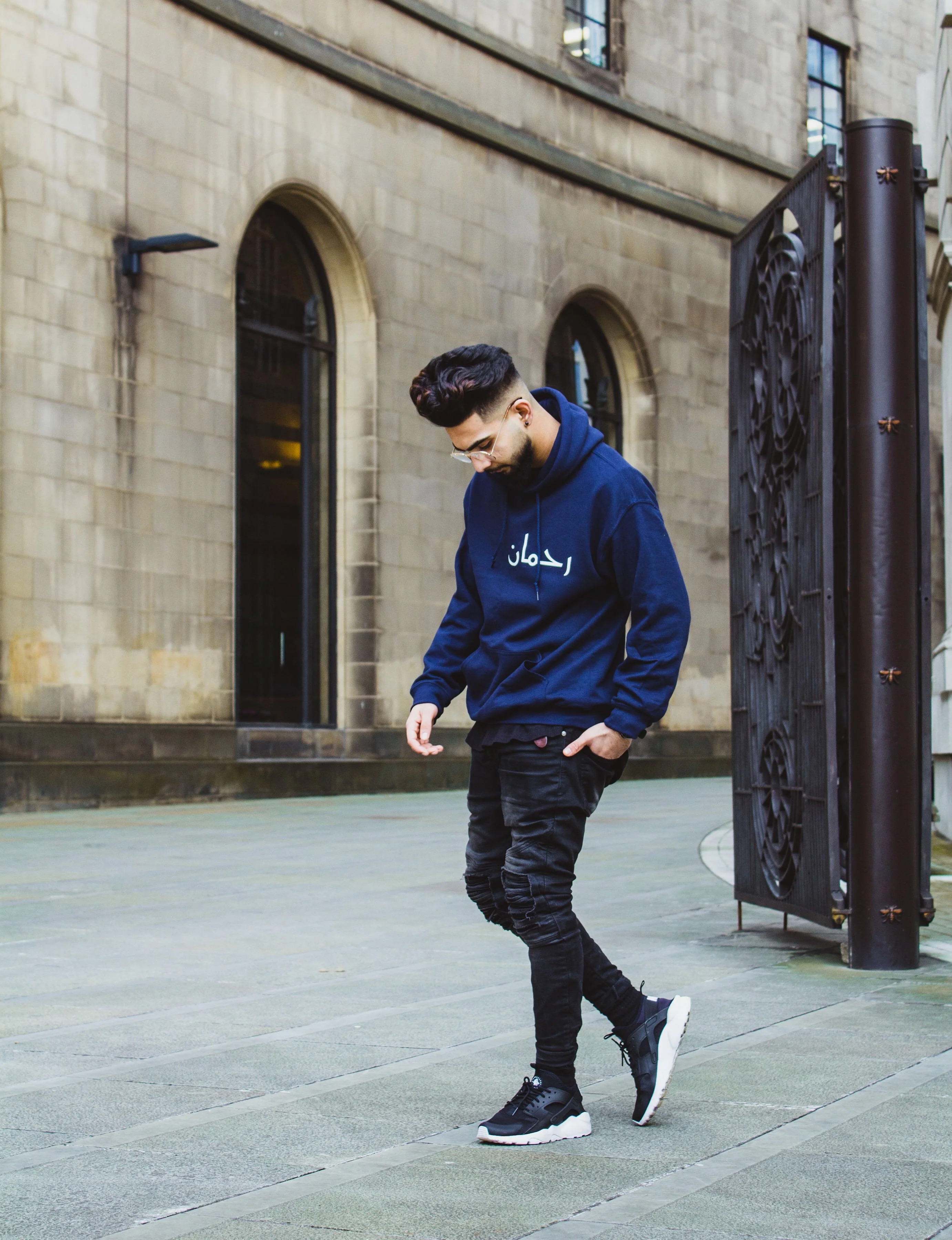 Navy Blue Custom Arabic Hoodie - Image 3