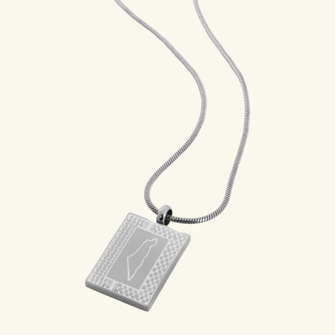 Palestine Keffiyeh Heritage Map Necklace - Image 5