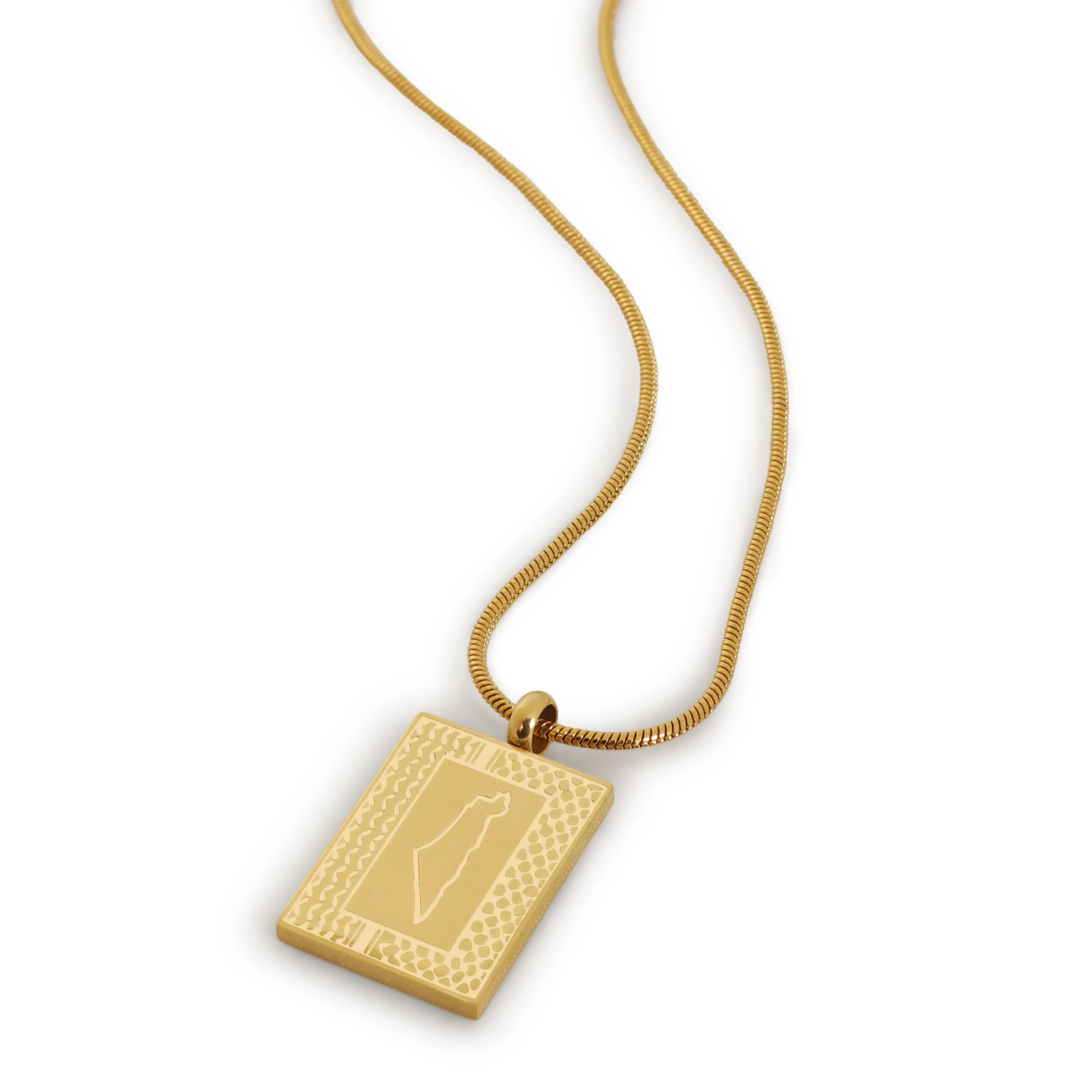 Palestine Keffiyeh Heritage Map Necklace - Image 6